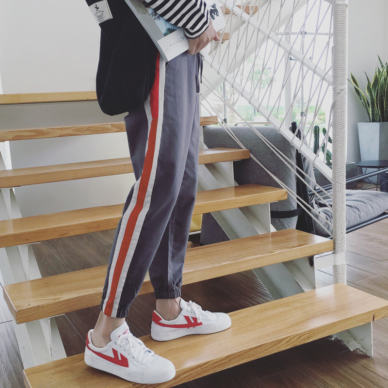 @孢子君 秋季修身休闲裤青年拼色哈伦裤小清新韩版小脚九分裤男潮|msdalam kategori Pakaian Lelaki, seluar santai - dari Buy2taobao.com untuk memberikan perkhidmatan ejen Taobao profesional membeli