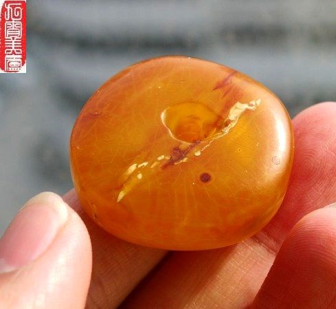 天然琥珀西藏深红皮古董风化纹老蜜蜡大单珠带证书专享特价5