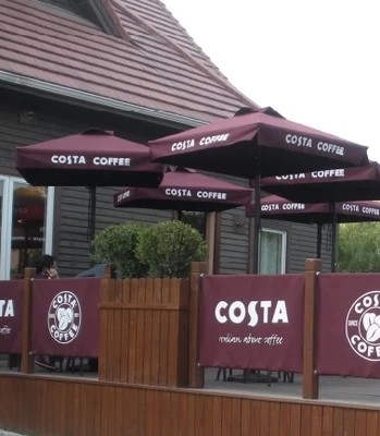 costa方形室外广告伞 咖啡厅户外休闲太阳伞遮阳伞 可定制logo