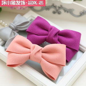 韩国韩版头饰百搭布艺大蝴蝶结发夹10cm弹簧夹发卡横夹马尾夹发饰