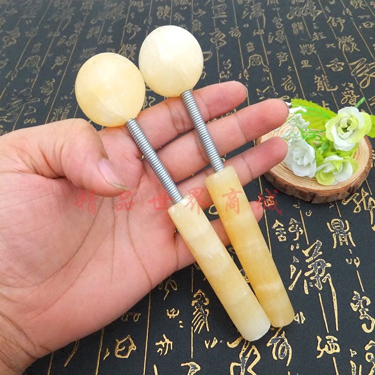 天然玉石按摩捶岫玉圆球形保健敲打背部锤腿棒敲脚全身按摩经络器