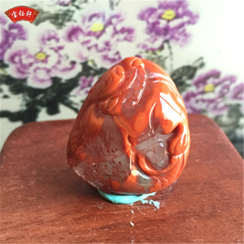 天然川料南红玛瑙貔貅吊坠雕件 火焰红瑞兽雕刻挂饰项坠