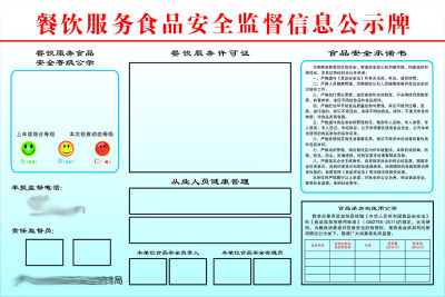 730海报印制展板写真喷绘1132餐饮服务食品安全监督信息公示牌