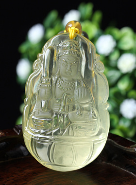 不动尊菩萨守护神吊坠天然黄水晶