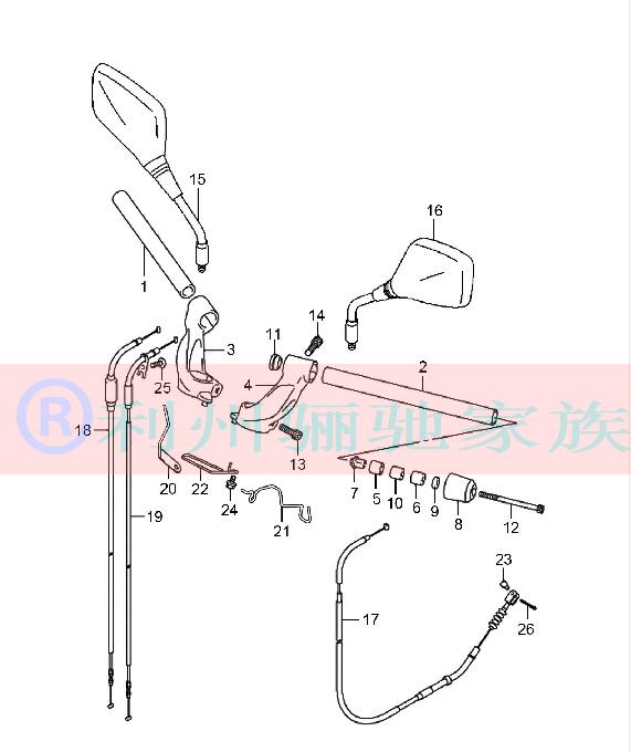 GW250摩托车左右后视镜车把夹架平衡器扣行塞离合器油门拉索