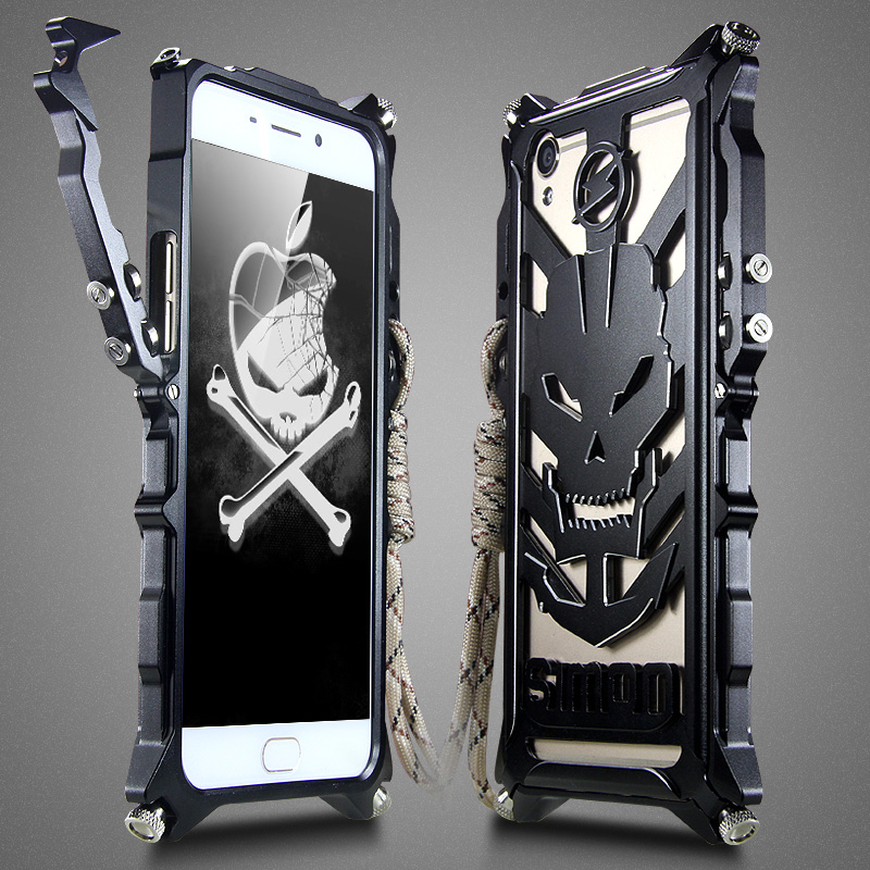 SIMON Mechanical Arm Skull Punk Premium Aluminum Metal Bumper Shockproof Case Cover for OPPO R9 Plus & OPPO R9