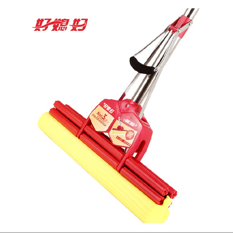 好媳妇 38cm特加大号 胶棉 海绵拖把 吸水拖把 滚轮挤水地拖 送头