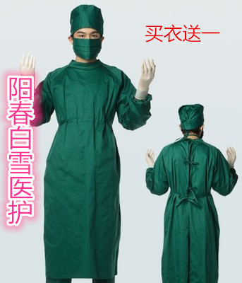 包邮刷手服工作服纯棉墨绿手术衣纱卡洗手衣牙科隔离服医生护士服