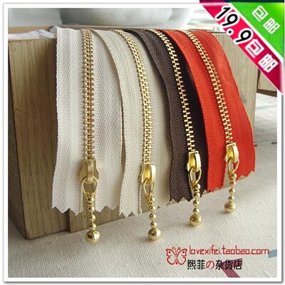 深红色 日本YKK 3#金铜拉链 金色可活动水滴头 15/20/30/35/40cm