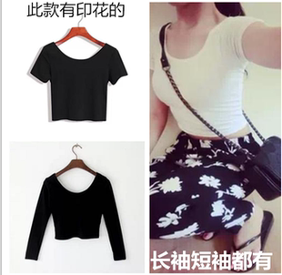 夏季显瘦短装少女短袖修身短款T恤学生高腰衣服露脐上衣服漏肚脐