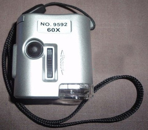 9592袖珍型60倍显微镜LED灯带验钞多功能鉴定高倍放大镜定制LOGO