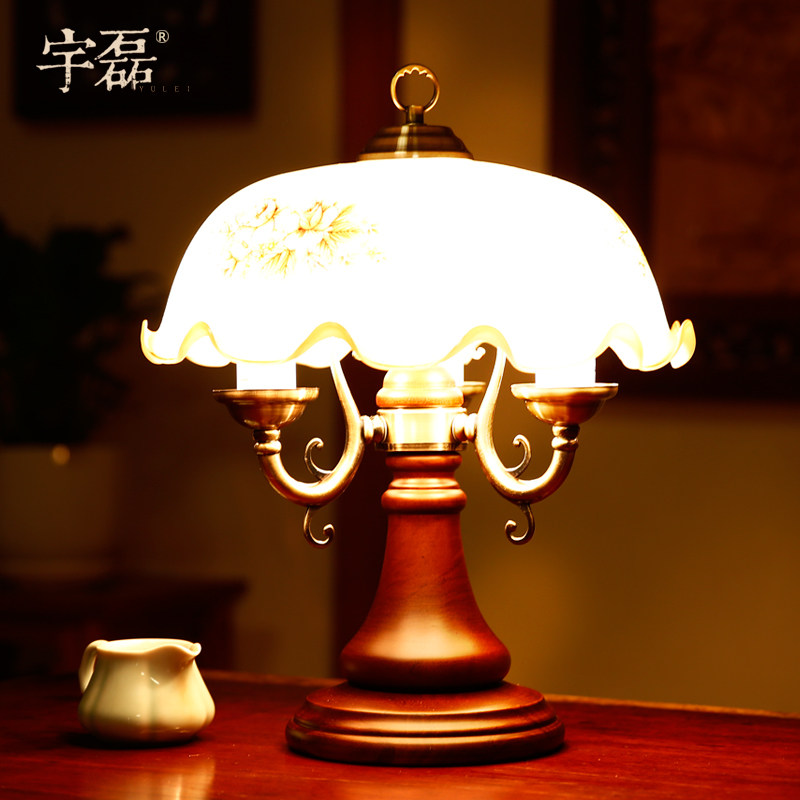 高档宇磊复古号民国酒乡村大实木中式卧室床头店台客厅温馨装饰灯