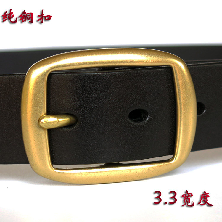 3.3宽纯铜扣头层牛皮男士腰带特价外贸原单特价清仓纯牛皮皮带