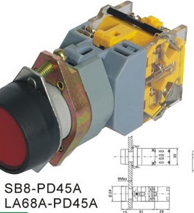 SB8(LA68A LA39 LAY39)-PD45A 带LED灯平头按钮开关
