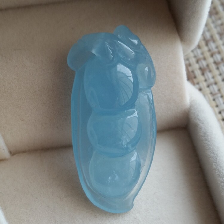 一物一图竹子四季豆冰种海蓝宝