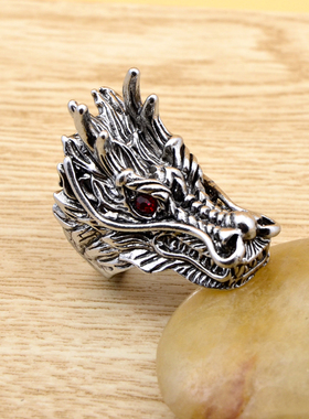 男士霸气风龙头防身刻字钛钢戒指