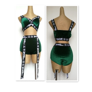 演出服舞台夜场嘻哈街舞蓝色套装 摄影 女歌手dj夜店ds领舞服装 新款