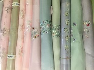 真丝生丝绡韩国手绣绣片汉服韩服奥黛旗袍面料不挑色随机发包邮秋