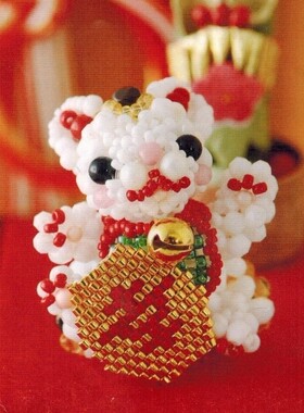 手工串珠进口TOHO米珠材料包新年可爱喜气招 财猫日文走线教程