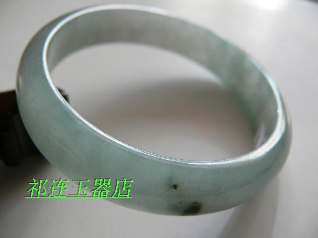 正品正品包邮缅甸翡翠a货天然豆青手镯油青玉镯带祁连玉器店