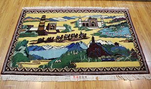 新疆纯羊毛手工编织挂毯装 饰画丝绸之路客厅卧室壁挂壁毯壁画背景