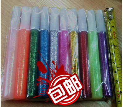 包邮 diy闪光粉胶金葱胶粉亮粉胶儿童手绘金粉美术绘画金粉胶10支