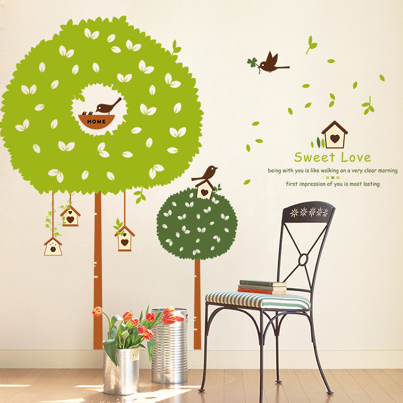 清新小树幼儿园客厅卧室电视机背景墙贴床头装饰墙壁贴纸自粘贴画