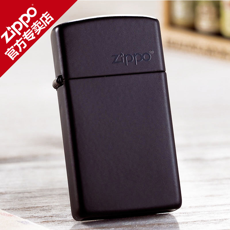 美国原装正品zippo打火机  窄机商标1618ZL 正版纤巧黑哑漆标志