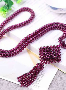 紫牙乌石榴石编织中国结毛衣链