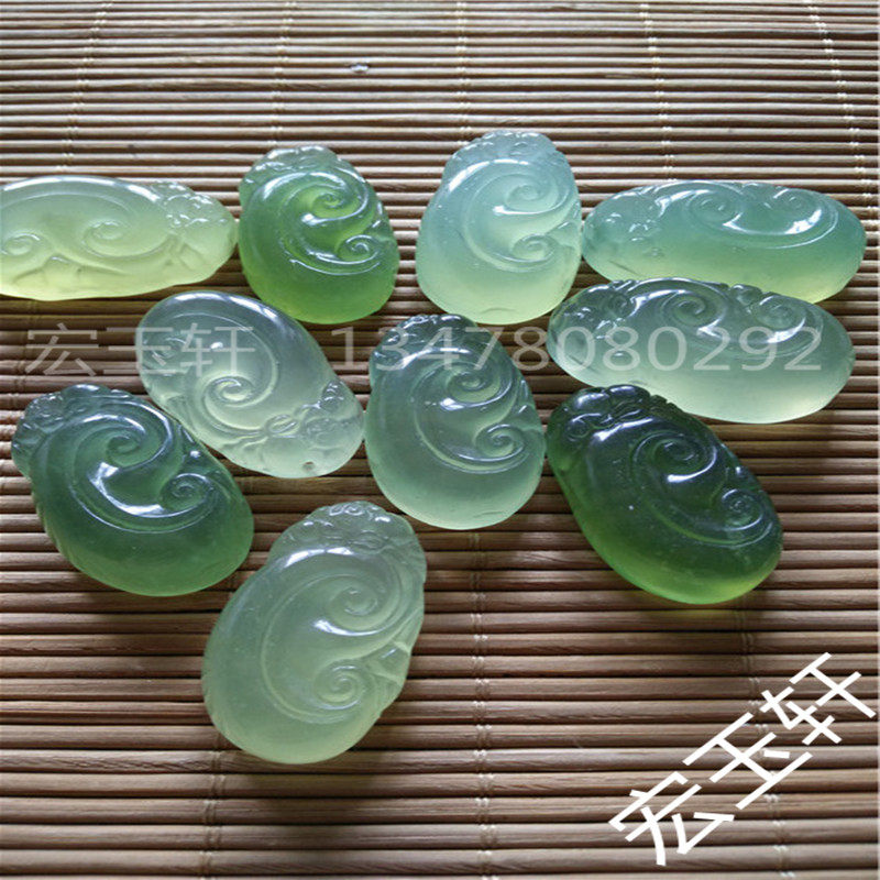 岫玉挂件天然玉石吊坠灵芝如意项坠绿色冰种挂坠玉坠男女款礼品