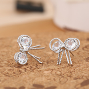 Korean version of the exquisite fashion zircon earrings ear studs Joker bow dual-use sweet temperament of ear accessories women earrings