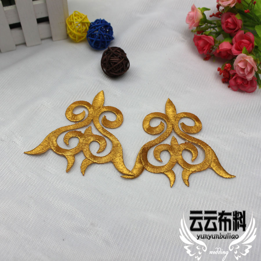 Gold embroidery APPLIQUE ancient costume cos Hanfu Nation Stage costumes Embroidery applique clothing DIY Accessories Appliquein the Home Fabric , Sew DIY Material,Tools and finished products , Sew DIY Fitting/Accessories/Accessories , Fabric sticker  category - from Buy2taobao.com to provide professional Taobao agent buy service