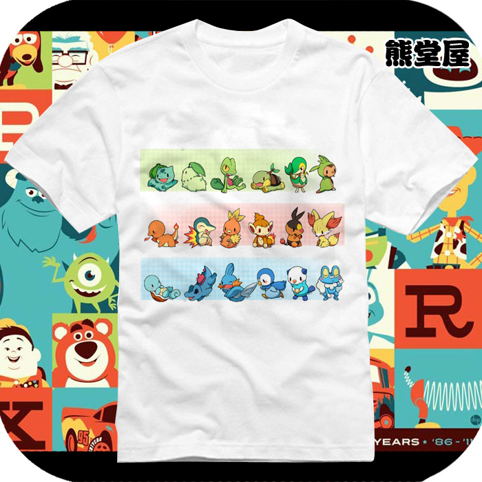 衣服t恤短袖口袋妖怪精灵宝可梦御三家火系水系草系第五代