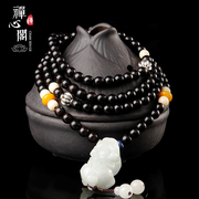 Zen Club natural jade Pixiu ebony necklace pendant necklace for ladies national wind in autumn and winter accessories