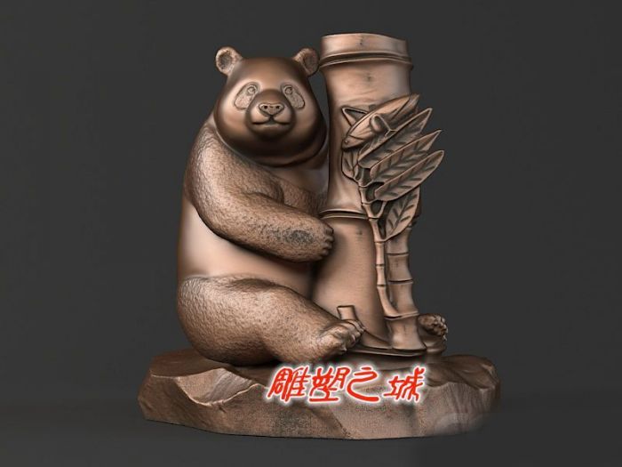 圆雕图 三维立体图 STL文件 熊猫