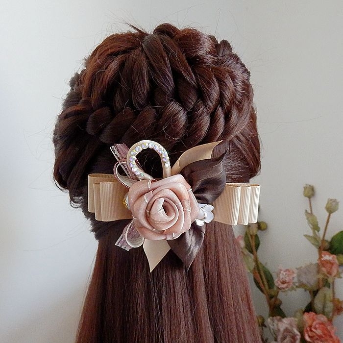 手工制作扭扭夹古典玫瑰绢花发饰