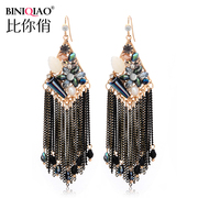 Tassel earrings long Korea exaggerated earrings fashion earrings women temperament Bohemian crystal earrings