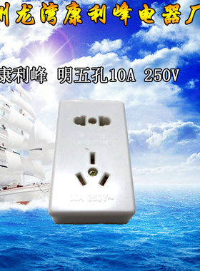 品牌工业插 华峰/康利峰 明装五孔插座 10A插座 二三插座