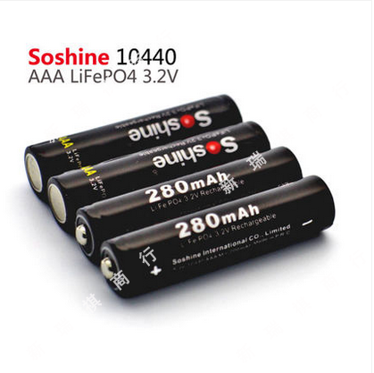 SoshineÁ×ËáÌúï®7ºÅAAAµç³Øµçѹ3.2VµÍÄÚ×è10440¸ßÈÝÁ¿280MAH³äµç