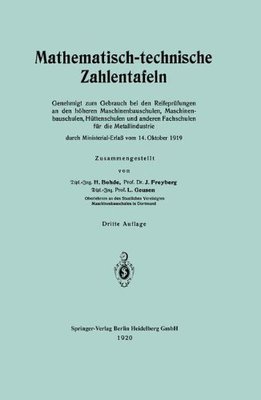 【预订】Mathematisch-Technische Zahlentafeln...