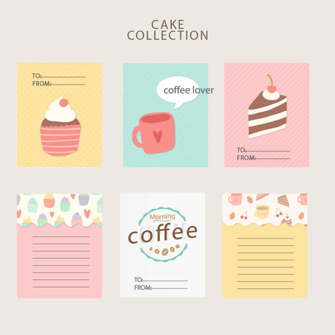 儿童清新蛋糕cake咖啡小动物背景卡片矢量AI源文件素材 可爱粉嫩