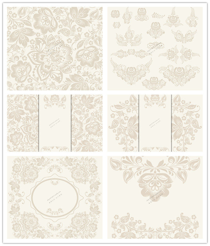 a1416矢量淡雅复古欧式花纹背景纹样图案元素模板 ai设计素材