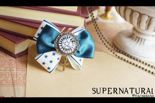 SPN邪恶力量supernatural 手工蝴蝶结发夹 dean防止附身五芒星