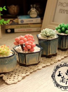 软陶多肉植物摆件萌哒玉兰纯手工
