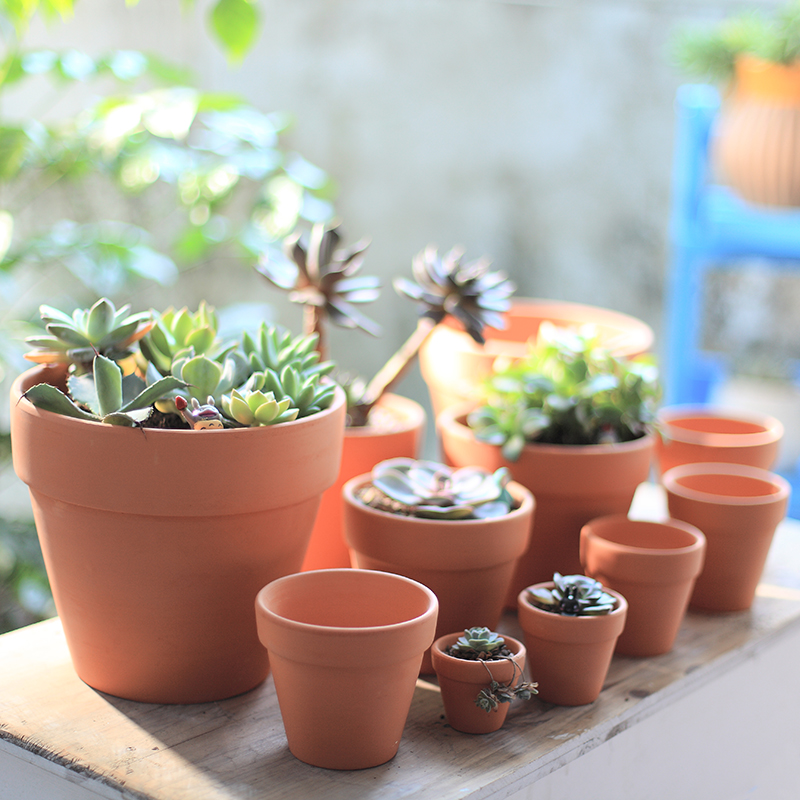 陶瓷泥盆细质国际简约风红陶花盆