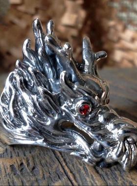 泰国纯银镶嵌锆石朋克风戒指现货