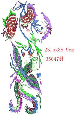 电脑刺绣花版设计emb文件 非实物 中式装唐装0709-牡丹凤凰