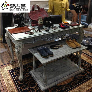 服装店男女装店货架鞋包饰品上墙架复古做旧实木服装店壁柜展示架