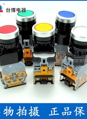 天博按钮 带灯按钮开关 LAY39C-11D 带灯平钮启动按钮 台博电器