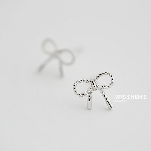 日韩风纯银编织麻花百搭学生耳钉